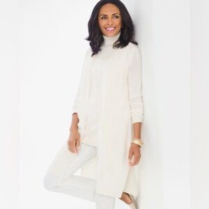 Chicos Beige Clean Column Cardigan Sleeveless Turtleneck Sweater Set Sz 16p NWOT